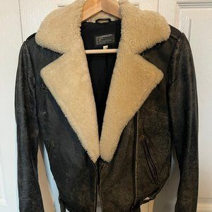 Current/Elliott Shearling Moto Leather Jacket
